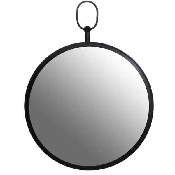 Decorative Mirrors-Kirkland's Home Top Loop Round Wall Mirror Black