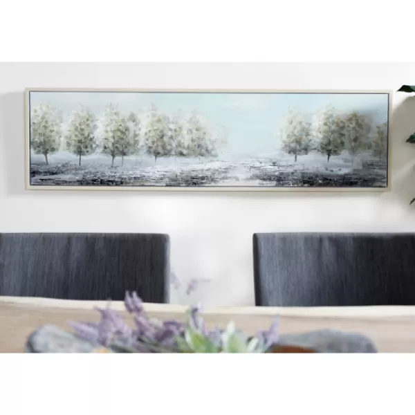 Framed Art-Kirkland's Home Tree Line Landscape Framed Canvas Art Print Blue/Green/Gray