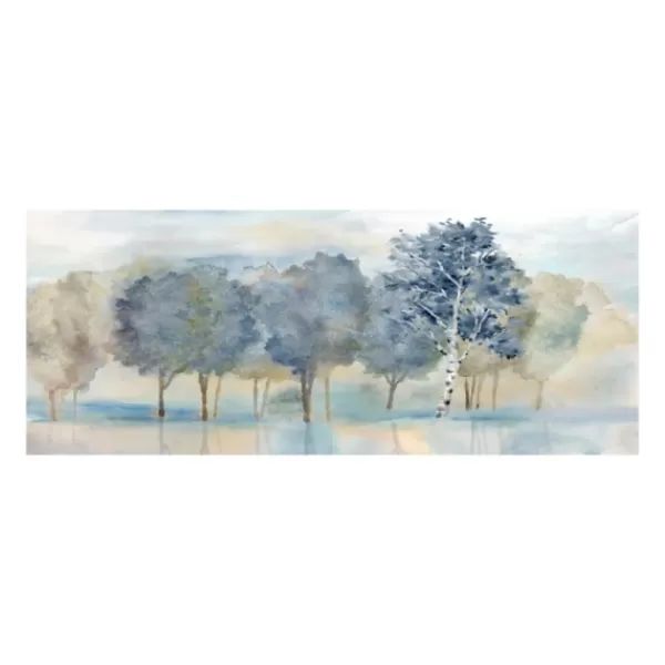 Canvas Art-Kirkland's Home Tree Line Reflection Panel Giclee Canvas Art Print Blue