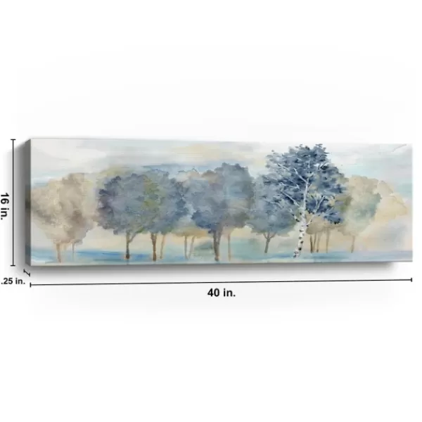 Canvas Art-Kirkland's Home Tree Line Reflection Panel Giclee Canvas Art Print Blue