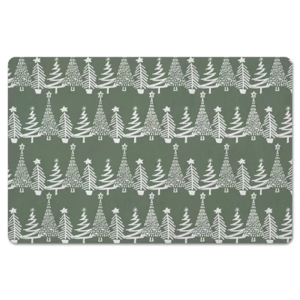 Kitchen & Floor Mats-Kirkland's Home Tree Pattern Christmas Kitchen Mat Green