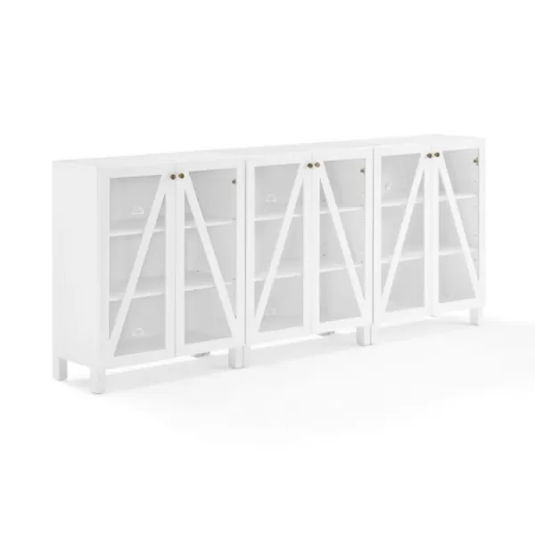 Tv Stands & Media Consoles-Kirkland's Home Triangle 6-Door Wood Media Cabinet White