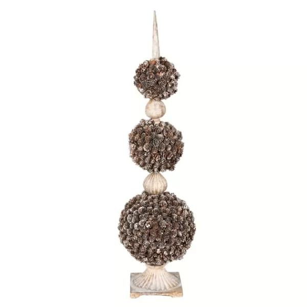 Trees & Topiaries-Kirkland's Home Triple Ball Pinecone Topiary On Antiqued Finial