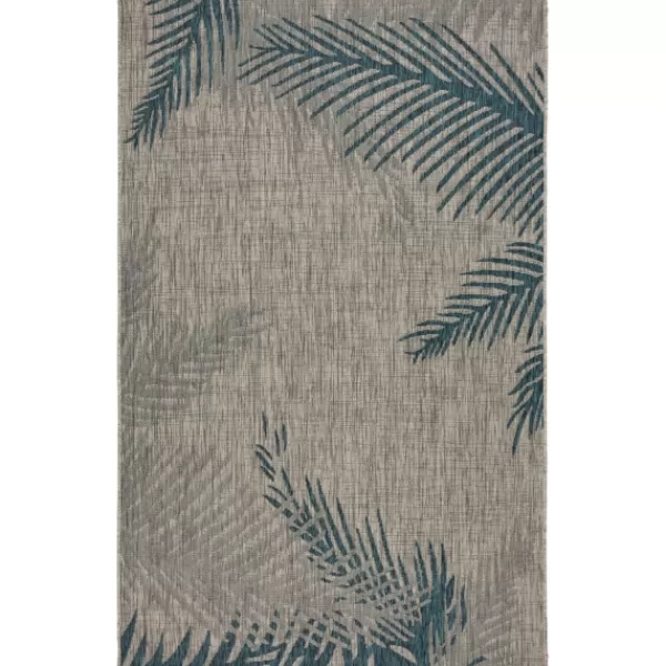 Outdoor Rugs-Kirkland's Home Tropical Palms Captiva Outdoor Area Rug, 7X9 Blue/Tan