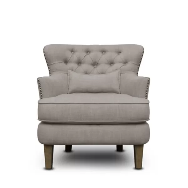 Accent Chairs-Kirkland's Home Tufted Armchair With Lumbar Pillow Gray