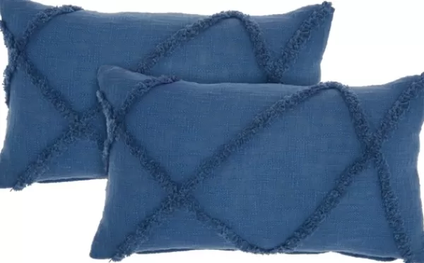 Pillows-Kirkland's Home Tufted Diamond Lumbar Pillows, Set Of 2 Blue