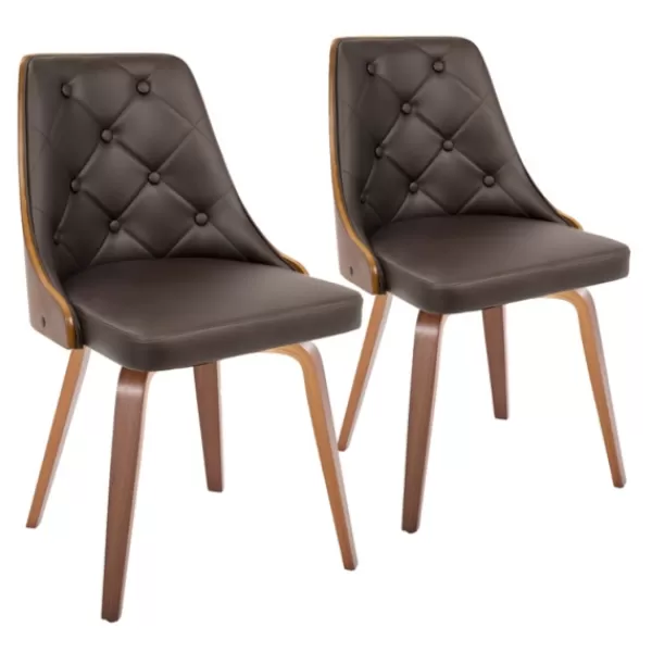 Dining Chairs-Kirkland's Home Tufted Faux Leather Dining Chairs, Set Of 2 Brown