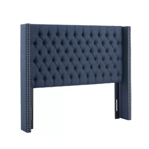 Beds & Headboards-Kirkland's Home Tufted Upholstered Metal Leg Queen Headboard Blue