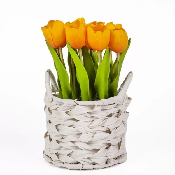 Arrangements & Greenery-Kirkland's Home Tulip Arrangement In Basket Orange