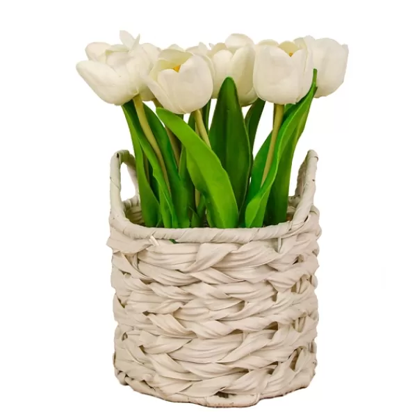 Arrangements & Greenery-Kirkland's Home Tulip Arrangement In Basket White