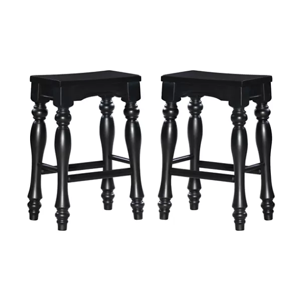 Bar Stools & Counter Height Stools-Kirkland's Home Turned Legs Island Stools, Set Of 2 Black