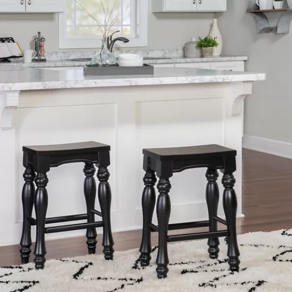 Bar Stools & Counter Height Stools-Kirkland's Home Turned Legs Island Stools, Set Of 2 Black