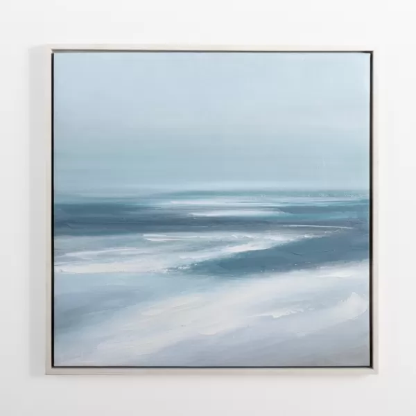 Canvas Art-Kirkland's Home Turquoise Abstract Ocean Framed Canvas Art Print Blue