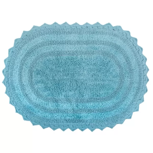 Bathroom Rugs-Kirkland's Home Turquoise Large Crochet Oval Bath Mat Blue