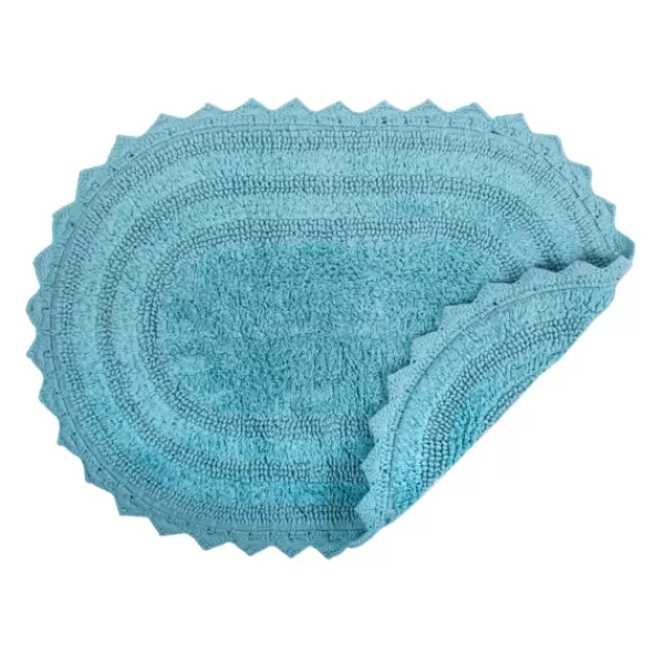 Bathroom Rugs-Kirkland's Home Turquoise Large Crochet Oval Bath Mat Blue