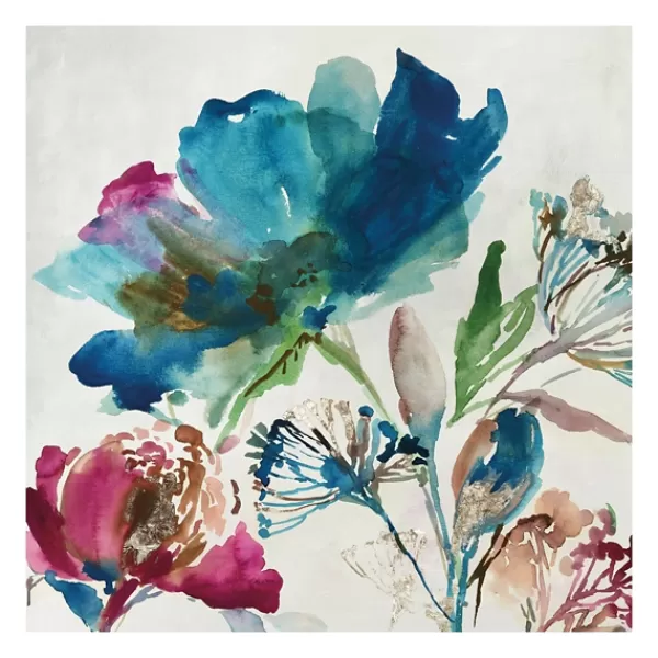 Canvas Art-Kirkland's Home Turquoise On Watercolor Giclee Canvas Art Print White/Pink/Blue/Green