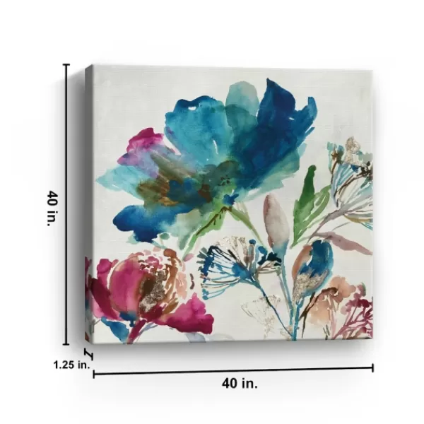 Canvas Art-Kirkland's Home Turquoise On Watercolor Giclee Canvas Art Print White/Pink/Blue/Green