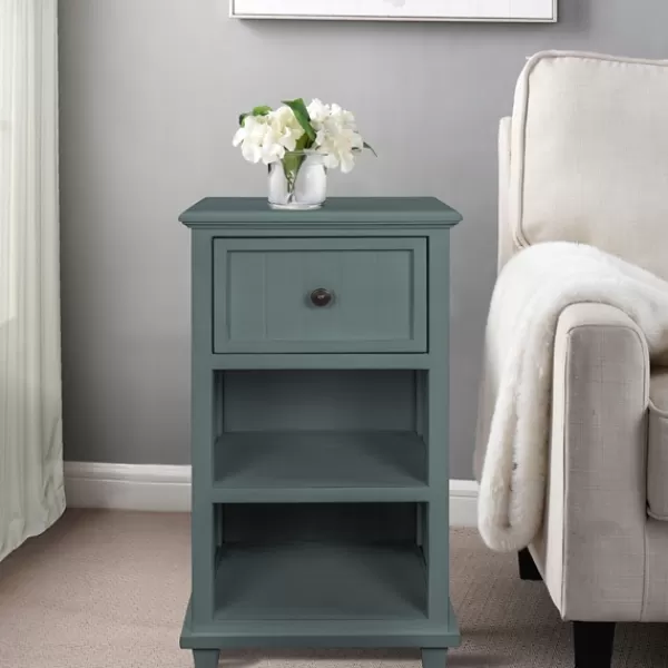 Accent & End Tables-Kirkland's Home Turquoise Slim Wooden 2-Shelf Side Table Green