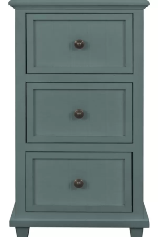 Accent & End Tables-Kirkland's Home Turquoise Slim Wooden 3-Drawer Side Table Green