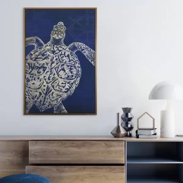 Framed Art-Kirkland's Home Turtle Sea Creature Framed Art Print Blue/White