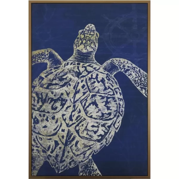 Framed Art-Kirkland's Home Turtle Sea Creature Framed Art Print Blue/White