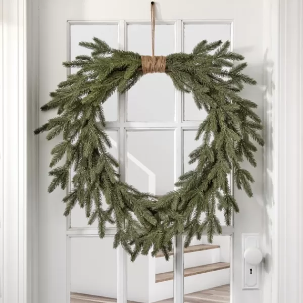 Wreaths-Kirkland's Home Twine Bound Fir Branch Wreath Green