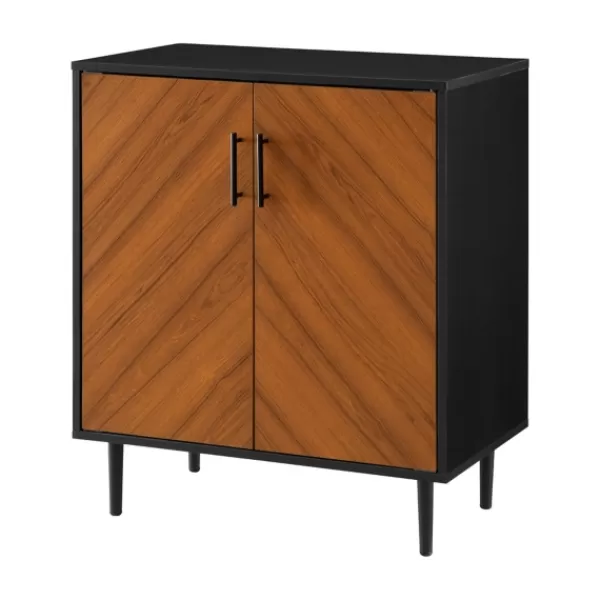 Cabinets & Sideboards-Kirkland's Home Two Tone Chevron Cabinet Black