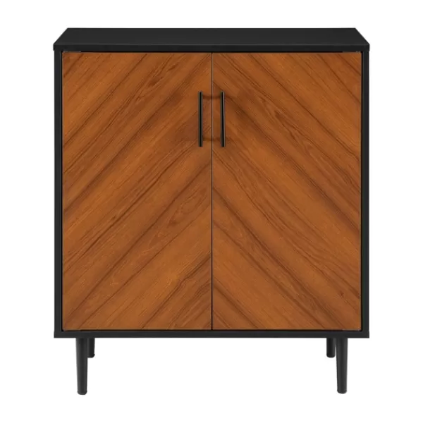 Cabinets & Sideboards-Kirkland's Home Two Tone Chevron Cabinet Black