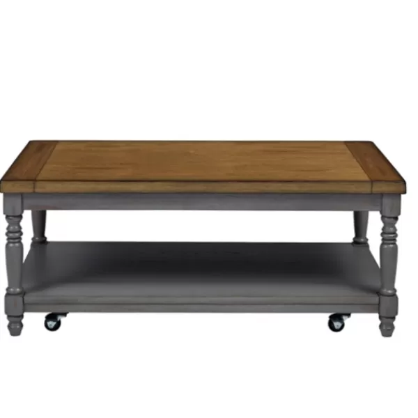 Coffee Tables-Kirkland's Home Two Tone Coffee Table And End Tables, Set Of 3 Gray