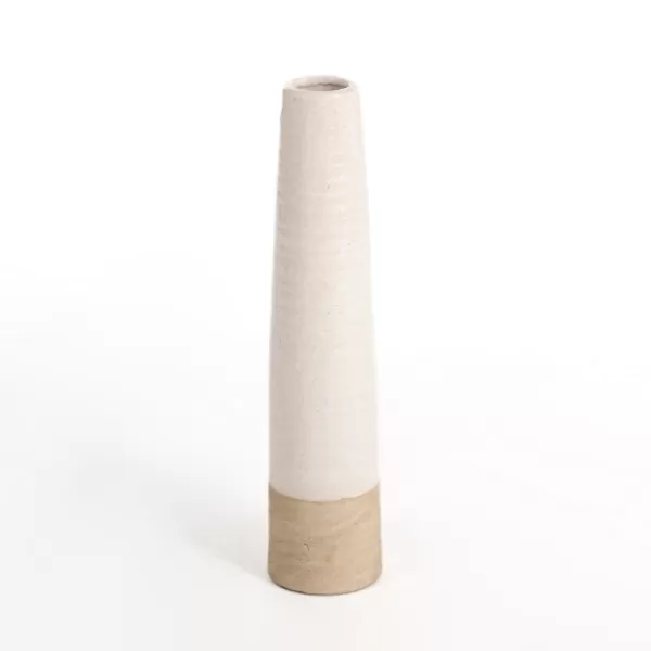 Vases-Kirkland's Home Two Tone Stoneware Vase, 19 In. Ivory/Tan