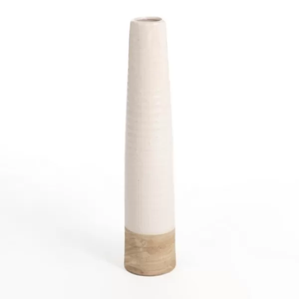 Vases-Kirkland's Home Two Tone Stoneware Vase, 23 In. Ivory}Tan