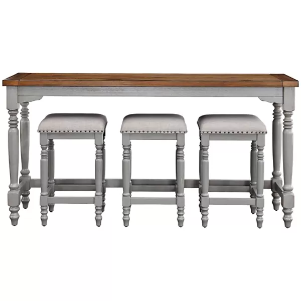 Dining Sets-Kirkland's Home Two Tone Wood 4-Pc. Counter Table & Stool Set Gray/Brown