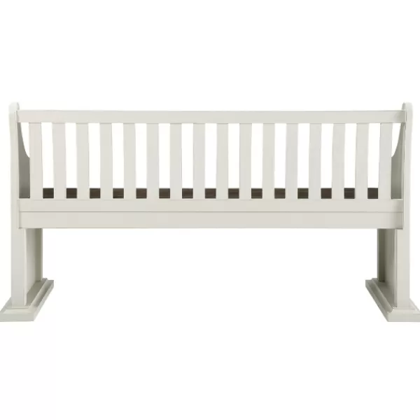 Entryway Furniture-Kirkland's Home Two-Tone Dark Oak And Ivory High Back Wooden Bench White