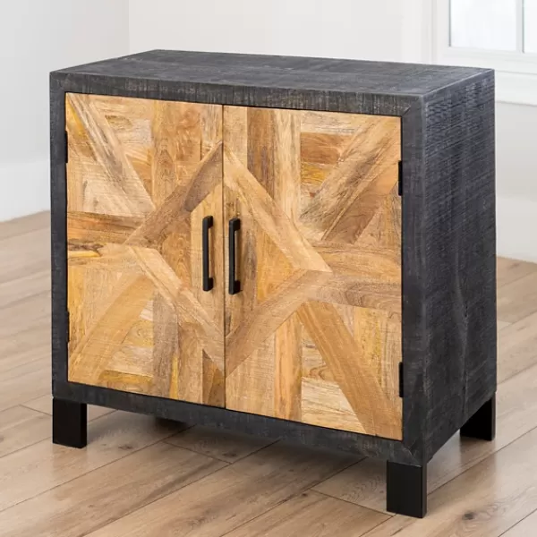 Cabinets & Sideboards-Kirkland's Home Two-Tone Diamond Parquet Cabinet