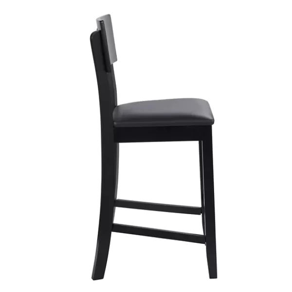 Bar Stools & Counter Height Stools-Kirkland's Home Tyler Vinyl Seat Counter Stool Black