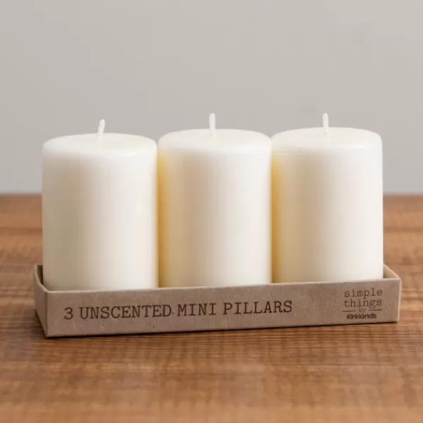 Candles-Kirkland's Home Unscented Mini Pillar Candles, Set Of 3 Ivory