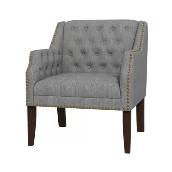 Accent Chairs-Kirkland's Home Upholstered Button Tufted Accent Chair Gray