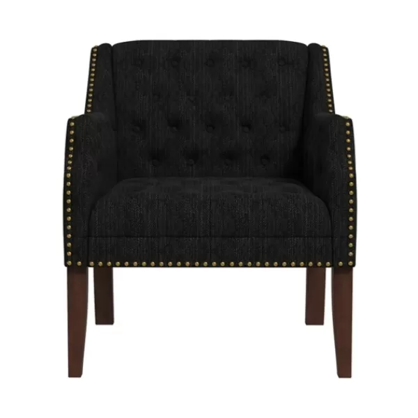 Accent Chairs-Kirkland's Home Upholstered Button Tufted Accent Chair Black