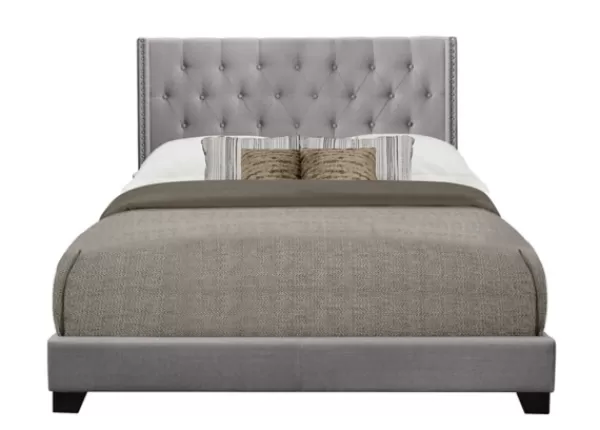 Beds & Headboards-Kirkland's Home Upholstered Button Tufted Wing King Bed Gray