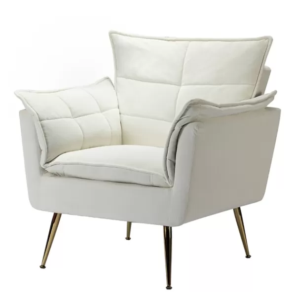 Accent Chairs-Kirkland's Home Upholstered Flange Accent Chair Ivory