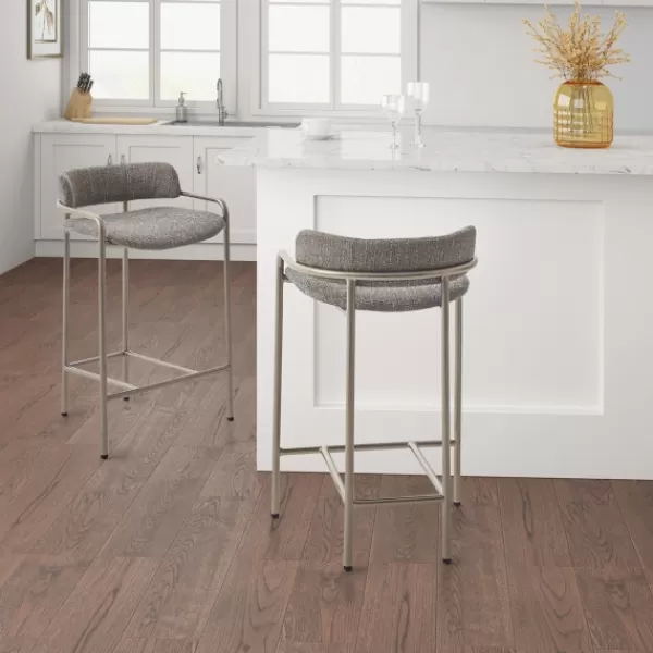 Bar Stools & Counter Height Stools-Kirkland's Home Upholstered Low Back Counter Stool Gray