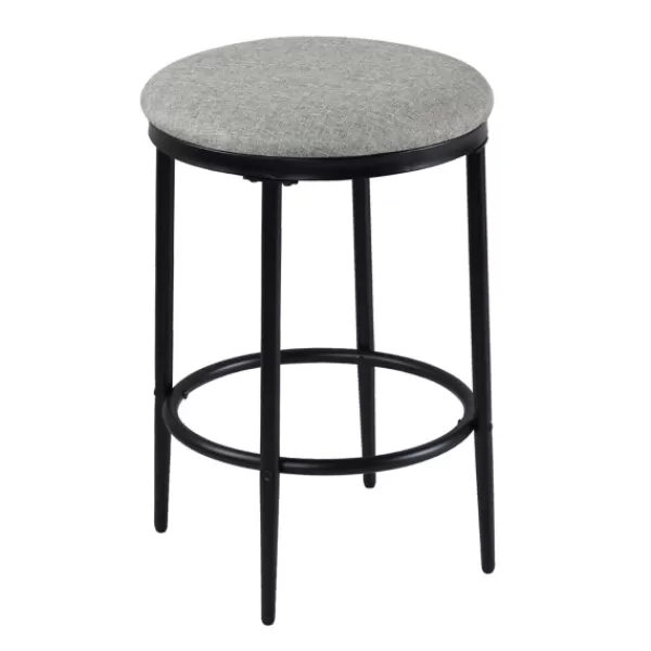 Bar Stools & Counter Height Stools-Kirkland's Home Upholstered Metal Counter Stool Gray