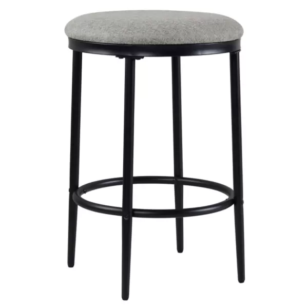 Bar Stools & Counter Height Stools-Kirkland's Home Upholstered Metal Counter Stool Gray