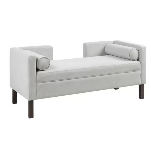 Benches & Ottomans-Kirkland's Home Upholstered Modern Split Back Bench Gray