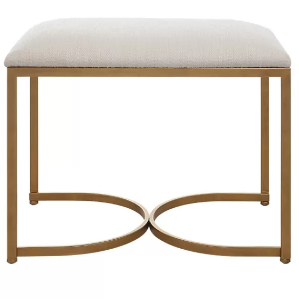 Benches & Ottomans-Kirkland's Home Upholstered Seat And Gold Metal Bench White