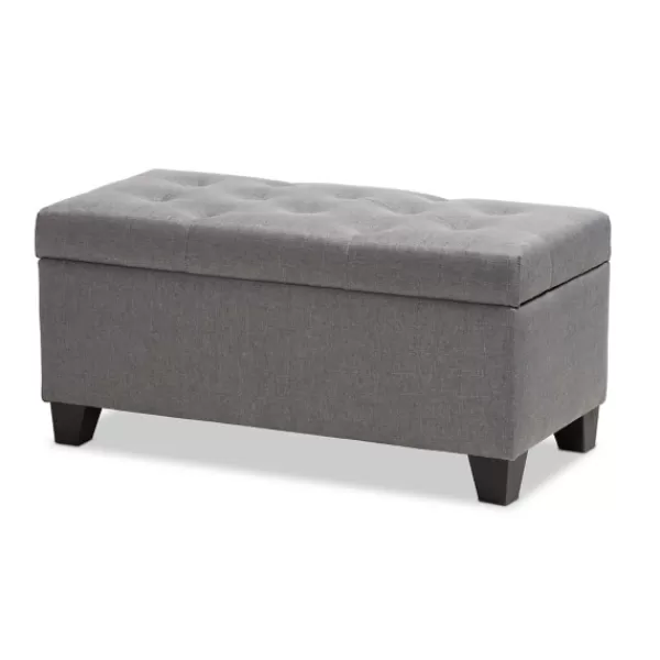 Benches & Ottomans-Kirkland's Home Upholstered Storage Ottoman Gray