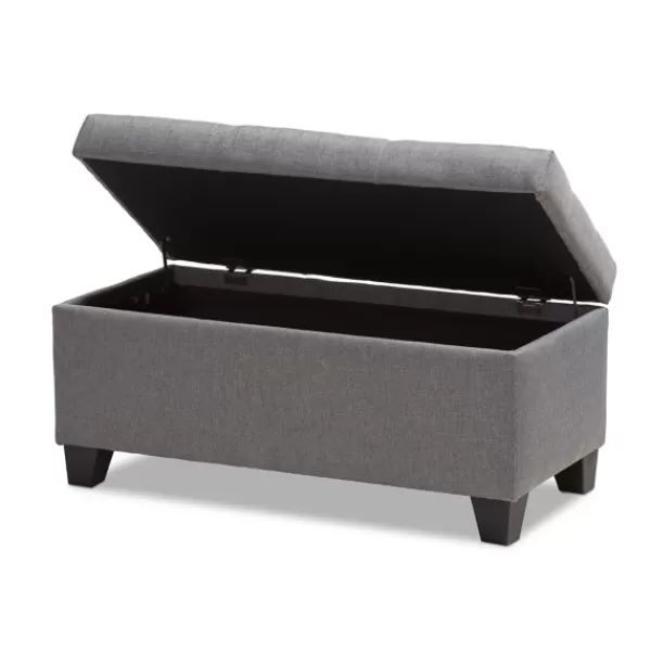 Benches & Ottomans-Kirkland's Home Upholstered Storage Ottoman Gray