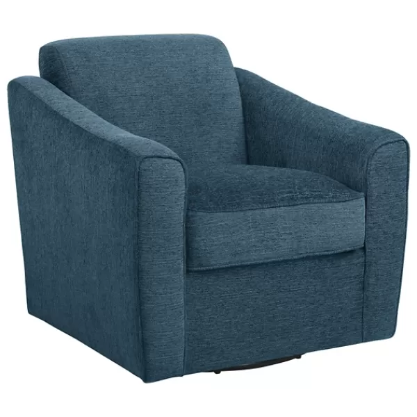 Accent Chairs-Kirkland's Home Upholstered Swivel Accent Chair Blue