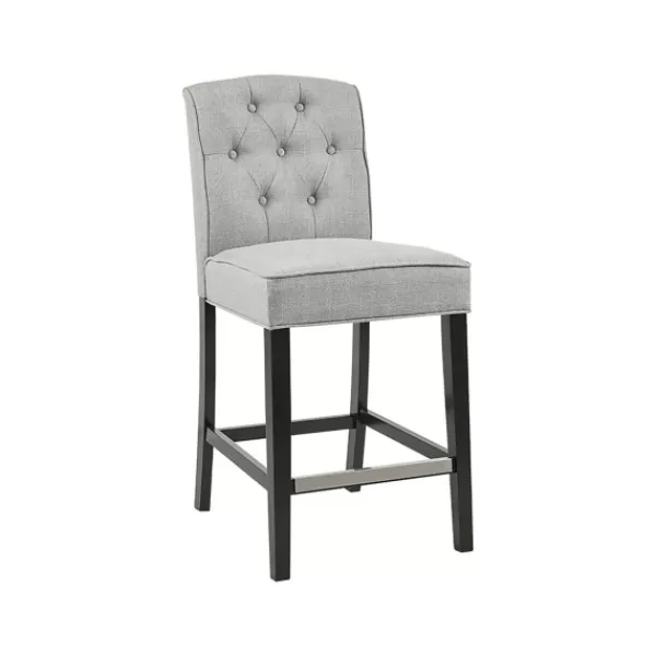 Bar Stools & Counter Height Stools-Kirkland's Home Upholstered Tufted Button Back Counter Stool Gray