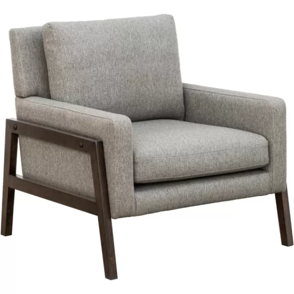 Accent Chairs-Kirkland's Home Upholstered Wood Trim Accent Chair Gray